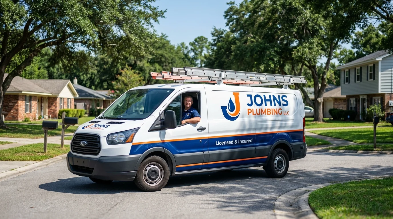 Johns Plumbing LLC service van in Garden City, ID